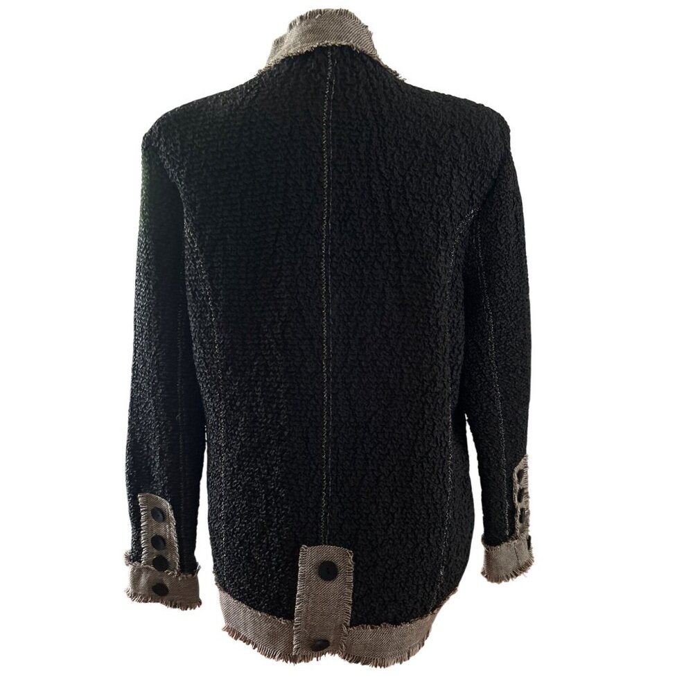 Katie Todd Womens Black Textured Button Down Long Sleeve Jacket Size M - Picture 4 of 8